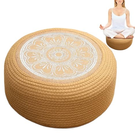 Generico Pouf In Rattan,Sgabello Rotondo Intrecciato per Esterni | Cuscini da Esterno per Giardino Terrazza Portico Deck Costiero