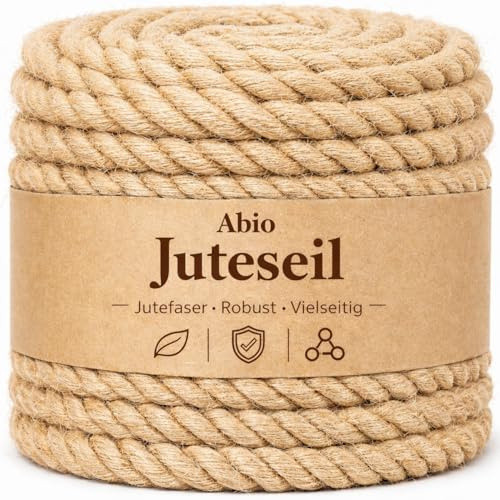 Abio Juteseil 8mm 10m Kordel Jutekordel Deko Dekoration für Haus & Garten DIY Verpackung Schnur Paketschnur Basteln Geschenkverpackung Floristik