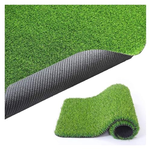LSSHQ Outdoor Kunstrasen Matte in Grün Wetterfest Rasen für Balkon & Garten Rasen Teppichboden, Wetterfest Rollrasen Grasmatte Falsche Rasenmatten(3.2ftx6.5ft)