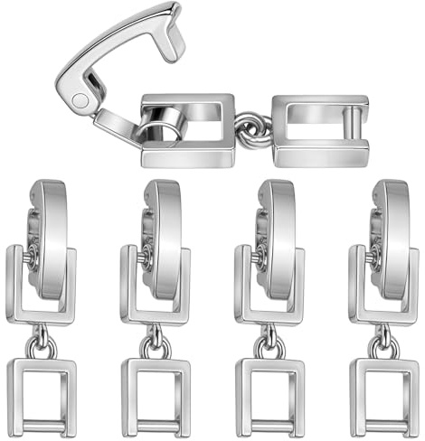 5Pcs Necklace Extender Silver, Bracelet Clasp Extender Adjustable Foldover Clasp Extension for Necklace Bracelet Anklet Extensions, Foldover Clip Link Perfect for Jewelry Making & DIY Crafts, Durable