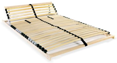 Woonisher Somier con Cabecero Ajustable Y 28 Listones 100x200 Cm, 7 Zonas De Confort para Soporte Corporal Optimo, Base De Cama Robusta Relajarse Y Descansar Cómodamente