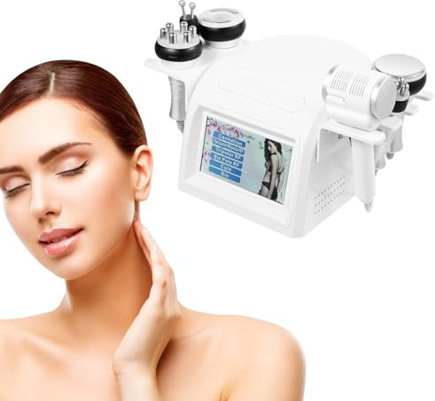 Densony Macchina di bellezza multifunzione 6 in 1 [cavitazione 40 K e trattamento facciale RF] con display a LED per la casa, tonificazione del viso, brucia grassi, modellatura del corpo
