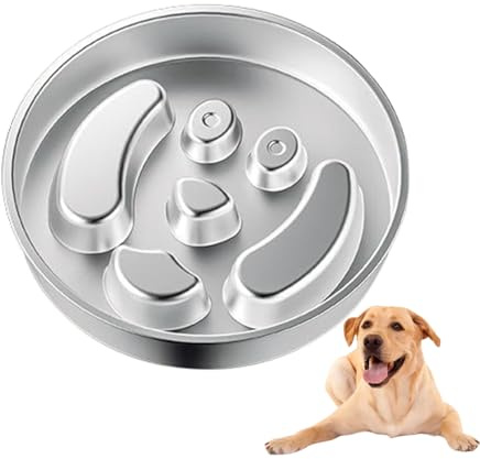 22cm Antischlingnapf Hunde Edelstahl, Rutschfester, Erstickungssicherer Tierfutterbehälter, Labyrinthschale Aus Edelstahl, Futternapf Hund Aus Metall Für Alle Hunderassen Hunde (Hundekopf)