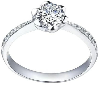 KnSam Platinum PT950 Pärchen Ringe Echt Gold Schmuck, 0.4ct Labor Erstellt Diamant Verlobungsring Blumen Rundschliff Weiß, Ring mit Moissanit Platin, Gr.60 (19.1)