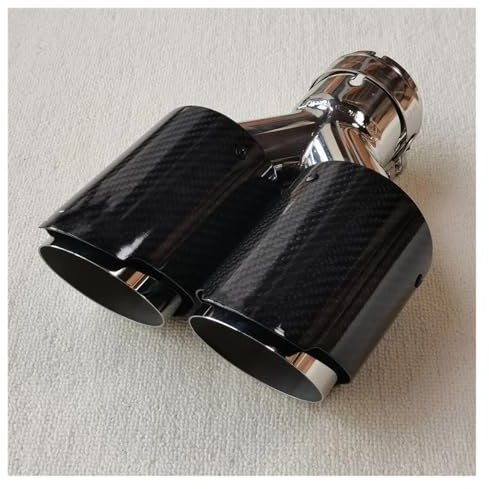 1 PZ Auto Twill Carbonio Lucido Doppia Uscita Tubo Di Scarico Terminale Di Scarico Universale In Acciaio Punta Del Silenziatore Terminale Di Coda(ID 80MM-OD 101MM)