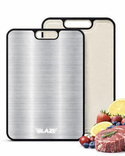 Titanium Cutting Board for Kitchen, Made from 100% Titanium and Food Grade PP, Cutting Board Double Sided, Easy to Use and Clean, Large size and Lighweight, Blaze Chopping Board (16 × 11)