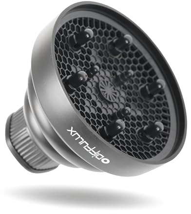 Diffusore Capelli Ricci Universale in Silicone Nero Pieghevole per Phon con Adattatore 4-4,9 cm, Portatile Professionale