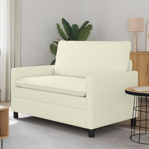 Augerqir Sofá crema 126 x 81 x 87,5 cm de tela con marco de metal, cojines de doble capa, fundas extraíbles, 2 plazas para salón y oficina, cómodo conjunto de tapicería con construcción robusta