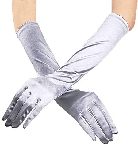 Braut Handschuhe Satin 38 cm,Elegante Vintage-Abendhandschuhe für Damen