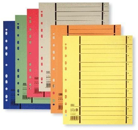Trennblatt, f. A4, perforiert, gelb, 250 g/qm, PG=100ST