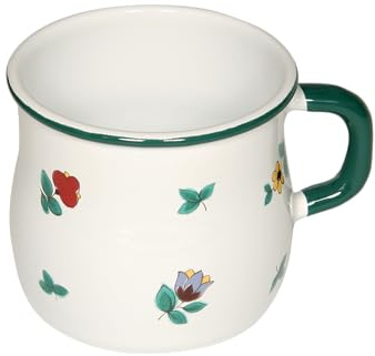 Riess, 0504-049, Topf mit Bördel, gebaucht, 8 3/8 L, COUNTRY - GMUNDNER STREUBLUMEN, Durchmesser 8 cm, Inhalt 0.375 Liter, Höhe 8 cm, Emaille, weiß mit Streublumen, Induktion