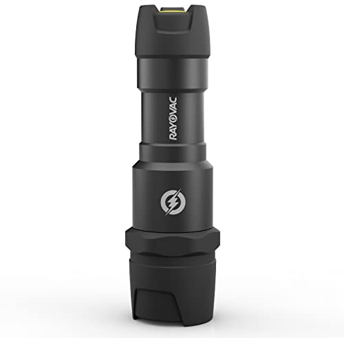 Rayovac - DIY3AAA-BE Virtually Indestructible LED Flashlight, 300 Lumen Waterproof Tactical Flashlight - Super Bright High Mode LED Flashlights for Camping, Hiking, Dog walking Black