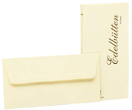 Rössler - Edelbütten Kuvert DIN lang 20 Stück Ivory | Briefumschläge ohne Fenster DIN lang für Briefpapier, Einladungen, Glückwunsch- und Hochzeitskarten