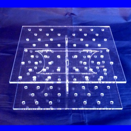 Super Cool Creations großer quadratischer Kuchenstandplatz, aus Acryl, mit 30 Löchern ca. 5 cm auseinander, 30 cm Durchmesser, 6,5 cm Höhe, transparent