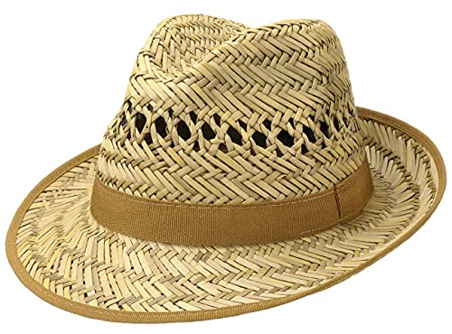 Lipodo Carovigno Vented Crown Strohhut Fedora-Design Unisex Made in Italy Frühjahr Sommer Natur L (58-59 cm)