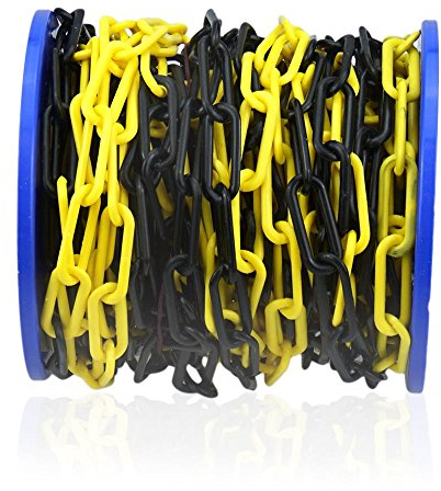 Kunststoff-Absperrkette 6 mm schwarz/gelb 25 m Parkplatzsperre Plastikkette Kette