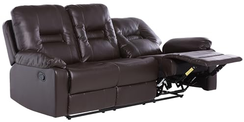 Klassischer 3-Sitzer Sofa Kunstleder braun verstellbar Bergen