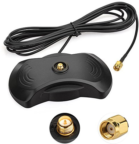 Eightwood RP SMA Antenne Magnetfuß WiFi Antenne Magnetfuß RP SMA Stecker auf RP SMA Buchse Verlängerung Kabel RP SMA Kabel RG174 2.5m für Wirelesse WiFi Router AV Sender Dlink Netgear Belkin MEHRWEG