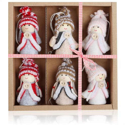 COM-FOUR® 6x angeli pendenti per albero di Natale premium - Decorazioni - figure di fate come etichette regalo - Troll decorativi svedese-scandinavi