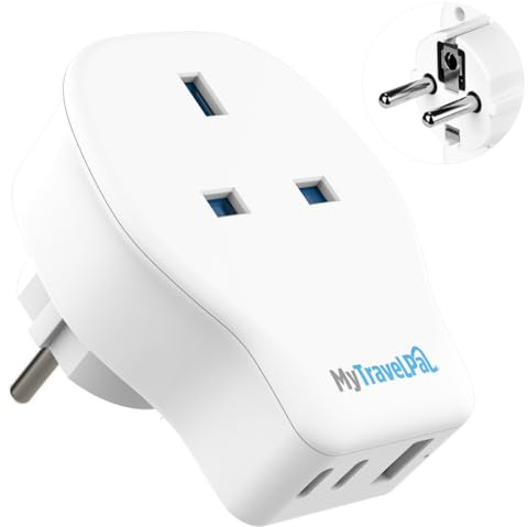 MyTravelPal UK to Europe Travel Adapter 20W USB C | British Safety Standards | Fast Charge UK to European Plug Adapter USB-C | Euro EU Adapter Plug France Spain Portugal Turkey Greece