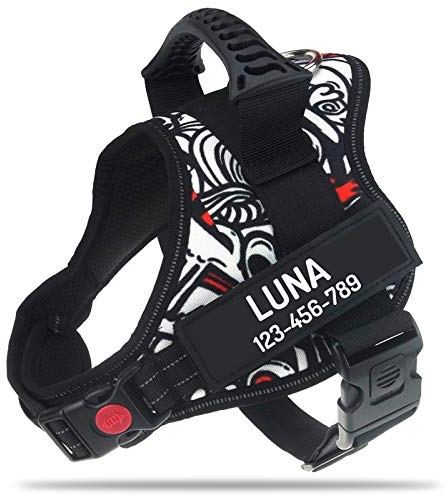 PawPawify Hundegeschirr gegen Ziehen, mit personalisierbarem Namen und Telefonnummer, strapazierfähig, verhindert Zerren, Ziehen oder Würgen, für Training und Spazierengehen