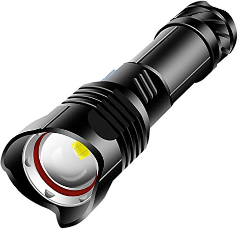 Led Torch LED Flashlight - Ultra-Brightness 50000 Lumen Telescopic Zoom Type 5 Modes IPX5 Waterproof for Camping, Outdoor, Emergencies