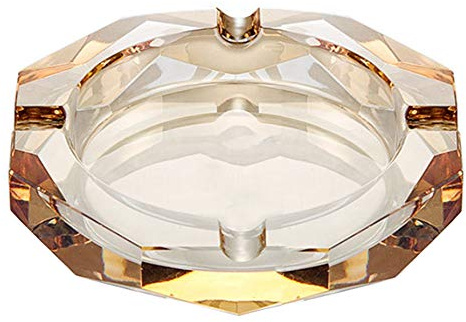 Crystal Glass Ashtray, Octagon Ash tray Cigar Cigarettes Ashtray Holder Office Home Desktop Tabletop Decoration,Crystal Gold