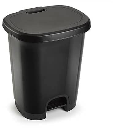 Acan Tradineur - Cubo de Basura con Pedal - Fabricado en Plástico - Capacidad de 27 litros - 45 x 38 x 32 cm - Color Negro