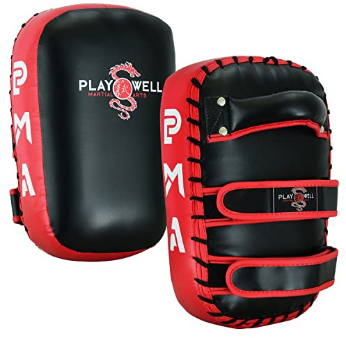 Childrens Pro Series Muay Thai Air Tech Kick Pad Vinyl Black/Red - Singles