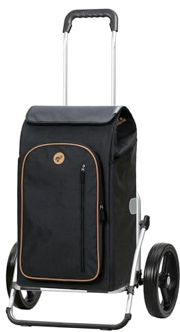 Andersen Einkaufstrolley - klappbar - 61 Liter - mit Kühlfach | Aufhängung für Einkaufswagen - belastbar 50 kg - Aluminium - 3-Speichen-Rad Ø 25 cm - Cargo Shopper XXL Folke schwarz