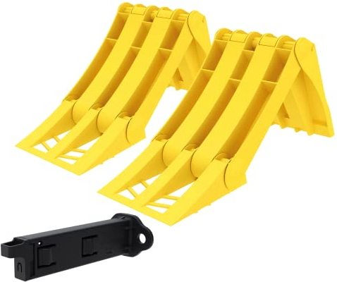 TXP:360 2 Stück ORIGAMY 36 Faltbarer Unterlegkeil Hemmschuh Bremskeil für Anhänger und Wohnwagen | DIN 76051/36 | inkl. Halter