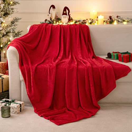 MIULEE Kuscheldecke Flauschig Decke Fleecedecke Wohndecken Couchdecke Flauschig Überwurf Mikrofaser Tagesdecke Sofadecke Blanket Für Bett Sofa Schlafzimmer Büro 130x150 cm Rot