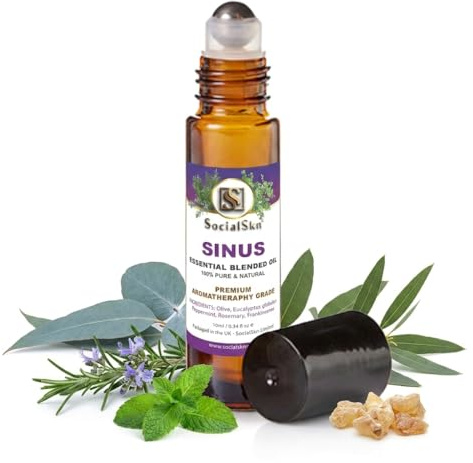 Essential Oils for Sinus Relief - Sinusitis Treatment with Blend of Rosemary, Peppermint, Eucalyptus, Frankincense - Nasal Congestion Relief - Essential Oils for Roll On