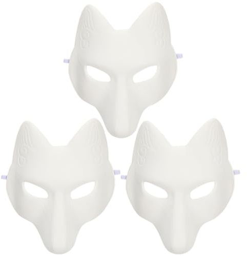 Amosfun Diy Fuchsmaske Unbemalt 28X25Cm Mit Elastischem Band Leere Maskerade Maske Zum Selber Bemalen FüR Halloween KostüM Cosplay Party Und Kreative Bastelprojekte