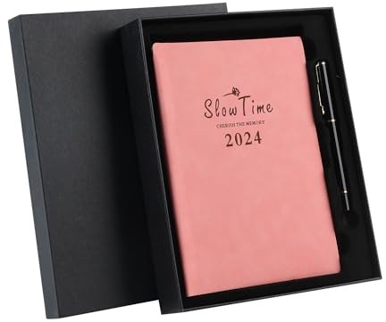 Terminplaner 2024 A5, Terminkalender mit schwarzem Signierstift, A5-Tagebuch 2024 mit Geschenkbox (Rosa)
