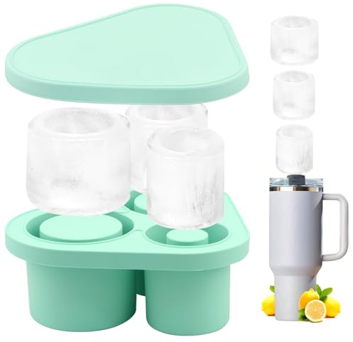 Ice Cube Tray for Stanley Cup Ice Mold with Lids for 20/30/40 oz Tumblers,Ice Cube Moulds Silicone Stanley Cup Ice Mold for Making 3 Hollow Stanley Cup Accessories for Whiskey Cocktail Drink Coffee