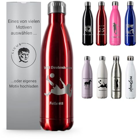 LicusDesign Thermosflasche mit Gravur 750 ml - Personalisierte Trinkflasche mit Namen und Motiv, Thermoskanne selbst gestalten - Thermosflasche für Kinder und Erwachsene