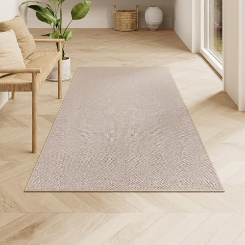 SONGMICS HOME Outdoor Teppich, 80 x 150 cm, Wohnzimmerteppich, Läufer, maschinenwaschbar, rutschfest, Jute-Optik, für Flur, Terrasse, Balkon, Küche, Schlafzimmer, Esszimmer, Kamelbraun TAR097K01