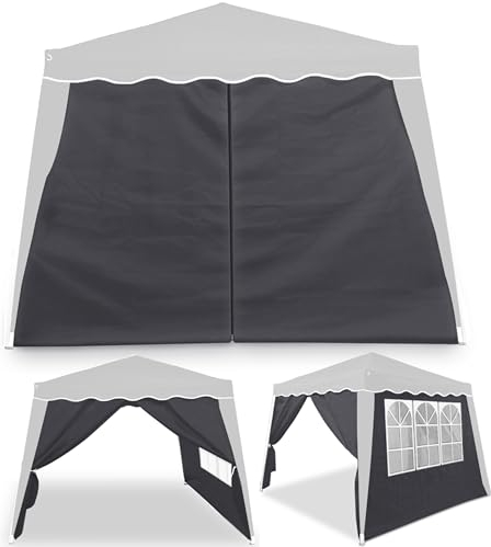 CASARIA® 2x Pareti Laterali Gazebo 3x3 con Finestra Impermeabile con Zip Tende per Gazebo Telo Laterale Padiglione Pop UP Pannelli Laterali Gazebo