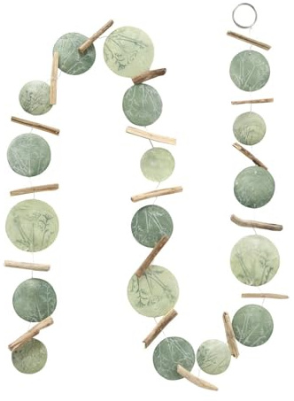 Capiz - Guirnalda fina con conchas de capiz, color verde natural, decoración para el hogar, decoración de ventanas, placas, cadena decorativa, cadena de 180 cm