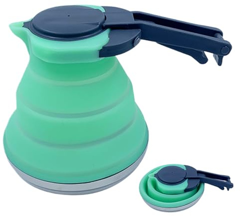 CAKEEYUM Collapsible Kettle 51 Oz Foldable Kettle Silicone with Handle Camping Coffee Pot Portable Camping Kettles for Boiling Water for Hiking Travel & Outdoors Collapsible Tea TravelC