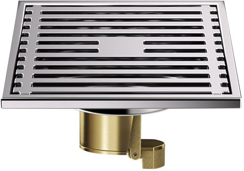 Drain de Douche Carré Siphon De Sol Anti-Odeur, Acier Inoxydable Drain de Plancher avec Passoire Filtre 10cmx10cm, pour Salle De Bain,Jardin, Machine à Laver, Cuisine (10x10cm)