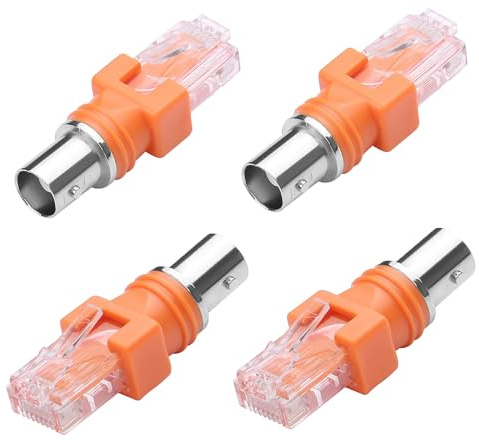 CERRXIAN 4er-Pack BNC auf RJ45 Konverter-Adapter, BNC-Buchse auf RJ45-Stecker, Koaxial-Hohlkupplung, Adapterstecker für Leitungstester (Orange)