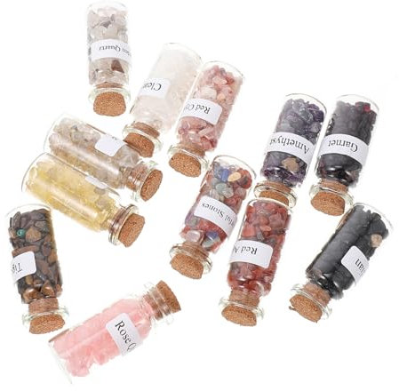 RORPOIR 12pcs Natural Gem Gravel Bottle Wishing Bottle for Home Decorations Chic Crystal Stones for Table Decor Assorted Gemstone