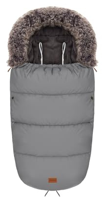 Fillikid Winterfußsack Manaslu Reflect Exklusiv, 100x50cm | Kunstfellkragen, reflektierendes Außenmaterial, wasserabweisend & winddicht, für Kinderwagen & Buggys