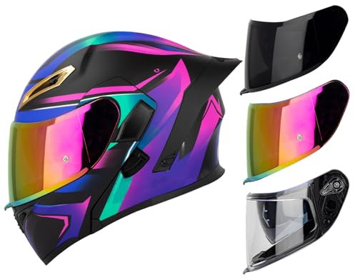 DriveNova Klapphelm Modularer Helm mit Doppelvisier, ECE/DOT Zertifiziert Motorrad Helm Integralhelm Jethelm für Erwachsene Damen und Herren