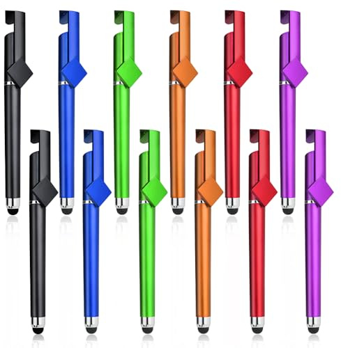 LAGAHS 12PCS Stylus Stifte für Touchscreens, 3 in 1 Multifunktions-Stift + Kugelschreiber + Handy-Halter, Empfindlichkeit und kapazitive Stifte für Ipad, Telefone und Computer