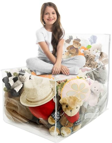 Copertura trasparente per sedia a sacco di fagioli per bambini, impermeabile, per riporre giocattoli di peluche, vestiti vecchi