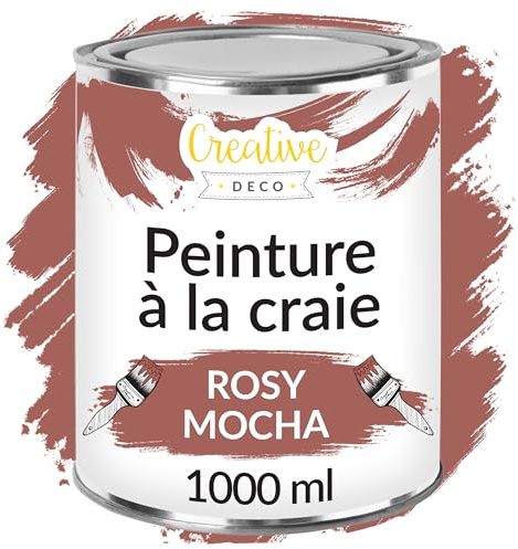 Creative Deco Rosy Mocca Kalkfinish Kritfärg | 1000 ml | Matt och Tvättbar | Perfekt för Möbelrenovering, Dekoration och Decoupage | Möjlighet Till Torkning och Lutningseffekt