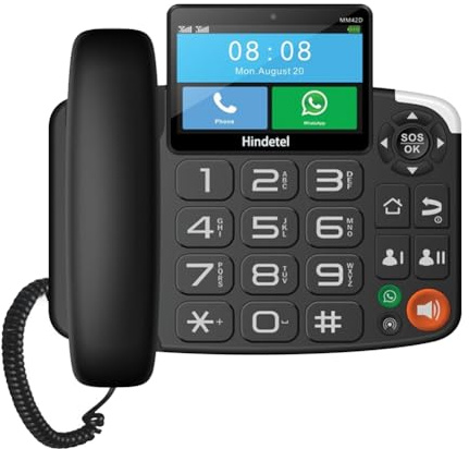 Juqoyue Téléphone sans Fil TUYA WiFi avec Enregistrement Vidéo, Carte SIM, Réseau 4G et Alarme Radio pour et Le Bureau, Prise UE